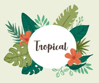 Tropikal çiçek ve tropikal yaprak elementi