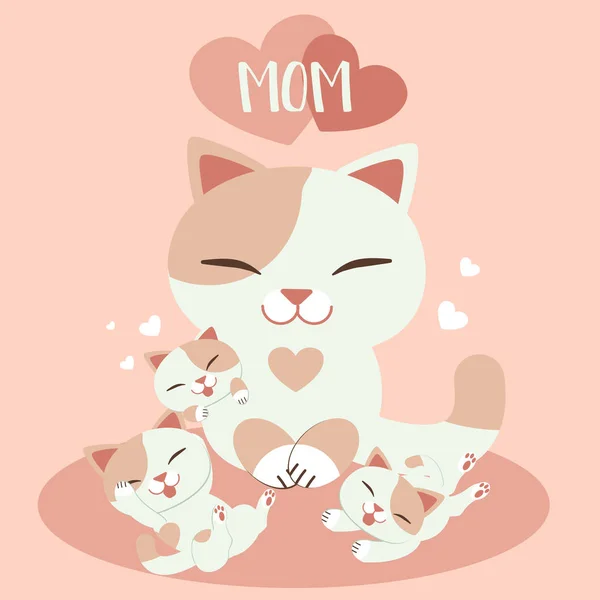 Mutlu Anneler Günü Kartı Anneler Günü Için Tatlı Kartlar Sevimli — Stok Vektör