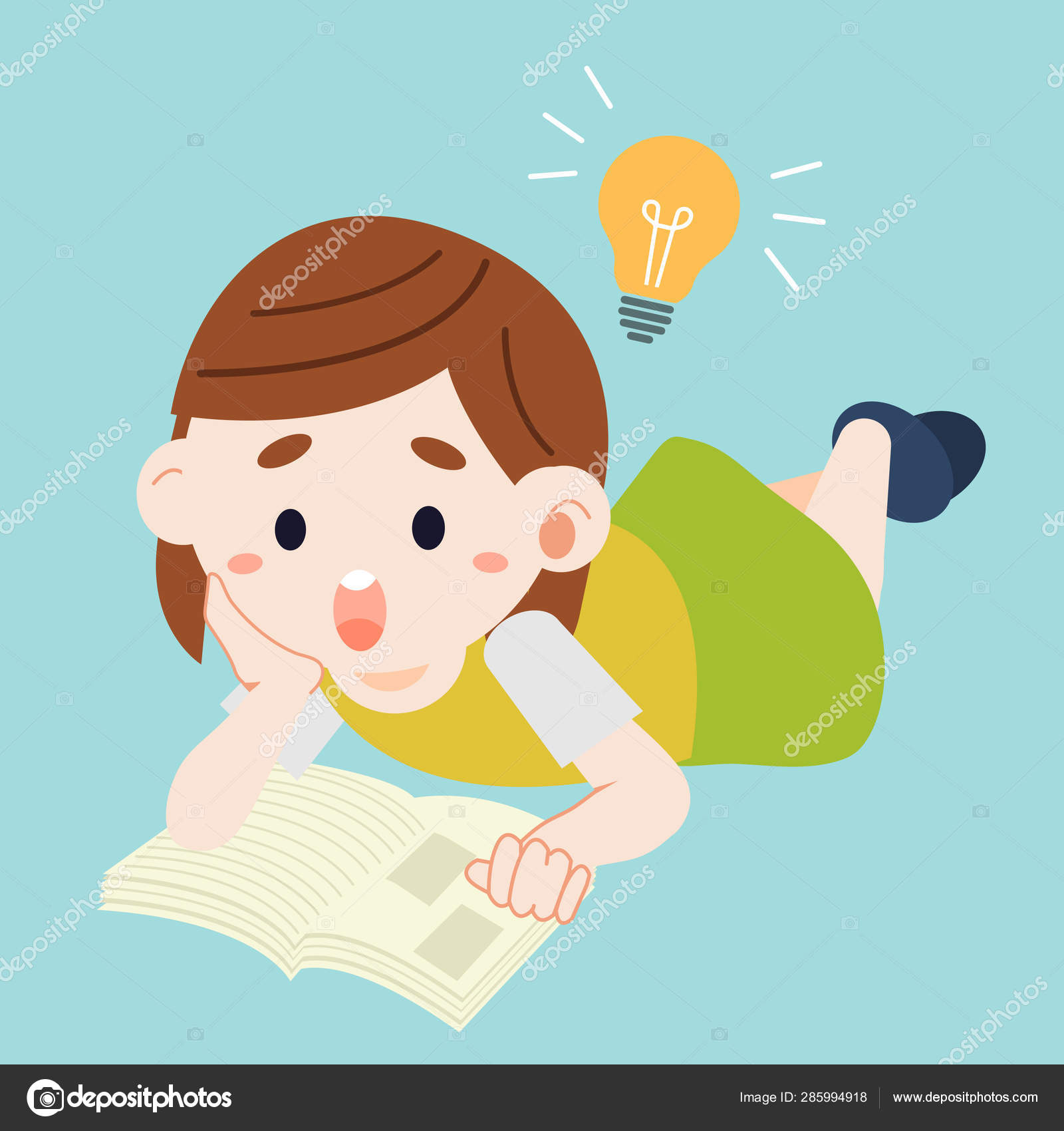 Kid Reading Book Girl Reading Book Closeup Girl Reading Book Vector Image By C Guppictheduck Vector Stock