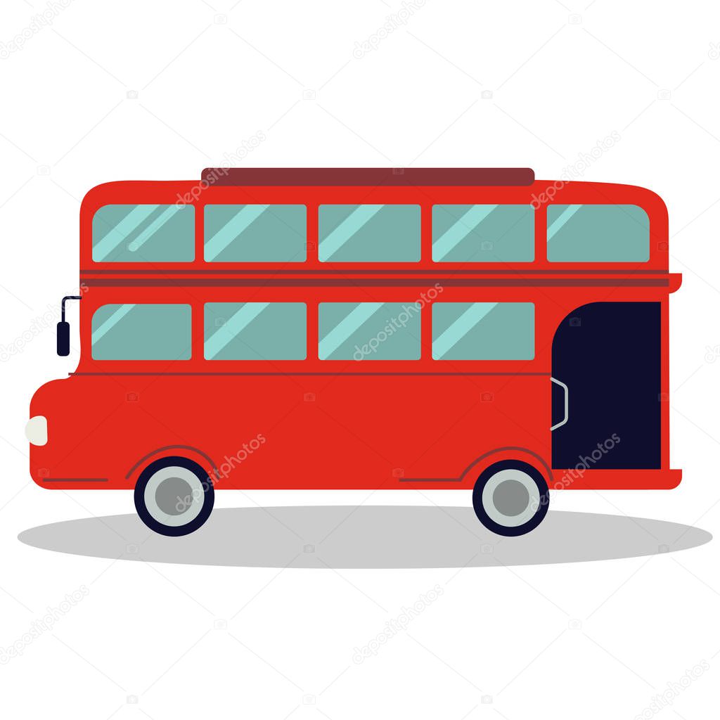 Illustation of A red Double decker bus on white background. Can't wait to get on the Double decker bus travel in london.cute flat vector style. - Vector