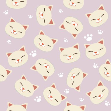 kedi dikişsiz desen, sadece vektör illüstrasyon  