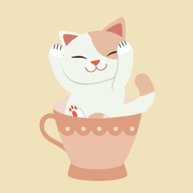 çay bardağı oynayan kediler, sadece vektör illüstrasyon  