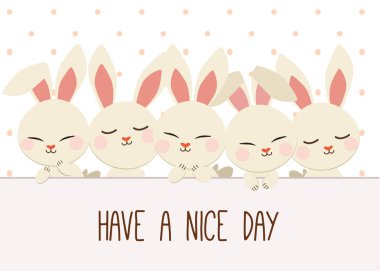 Sevimli tavşan ile güzel bir gün kartı var, sadece vektör illüstrasyon  
