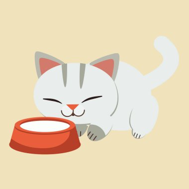 süt ile kedi, sadece vektör illüstrasyon