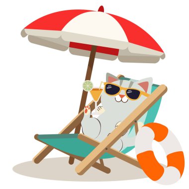 Beyaz arka plan üzerinde yaz afiş ekran. kedi uyku