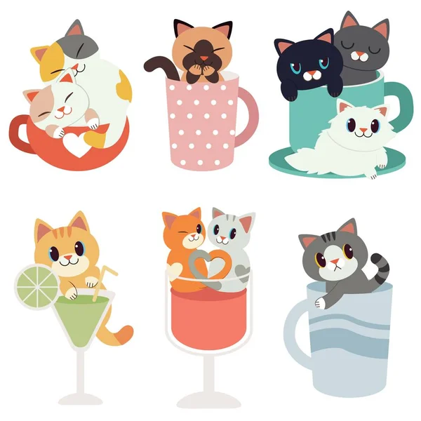 Katzen Tassen Einfach Vektorillustration — Stockvektor