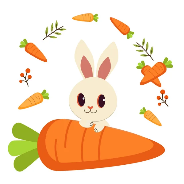 Rabbit Big Carrot — Stock Vector