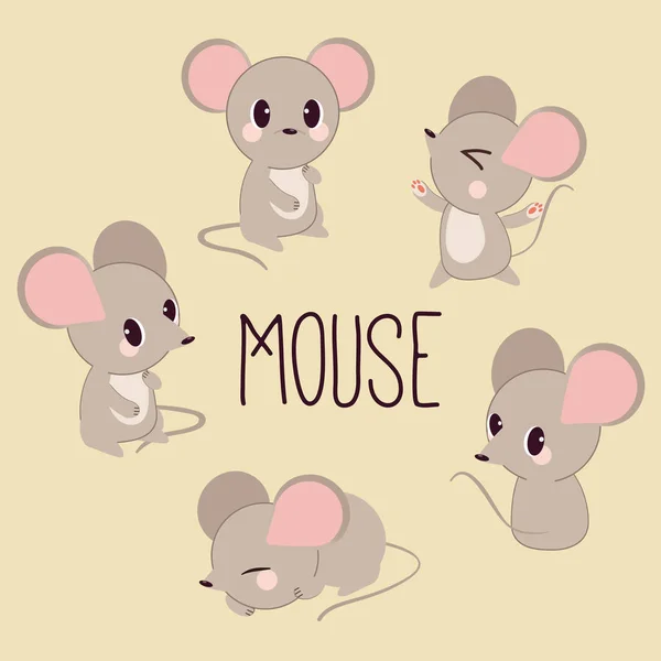 Cute Mouses Żółtym Tle — Wektor stockowy