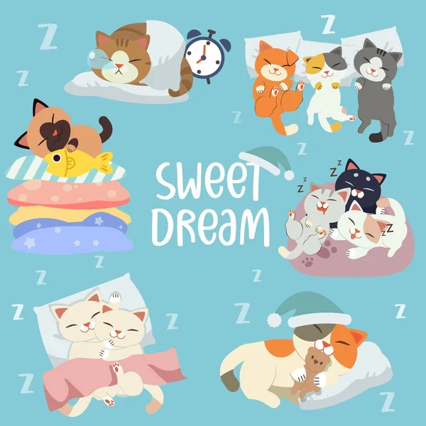 Χαριτωμένη Γάτα Ύπνου Απλά Απεικόνιση Διάνυσμα — Διανυσματικό Αρχείο