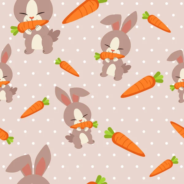 Kaninchen Mit Karotte Nahtlos Gemustert Einfach Vektorillustration — Stockvektor