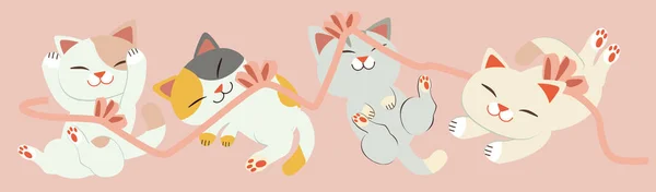 Gatos Con Cinta Ilustración Vectorial Simple — Vector de stock