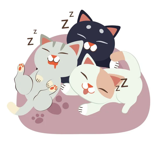 Hezká Spící Kočka Jednoduchá Vektorová Ilustrace — Stockový vektor