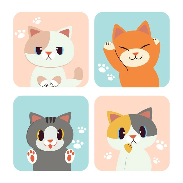 Quadros Gatos Simplesmente Ilustração Vetorial — Vetor de Stock