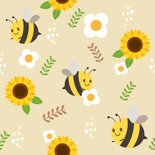 Patrón Inconsútil Abeja Simplemente Vector Ilustración — Vector de stock