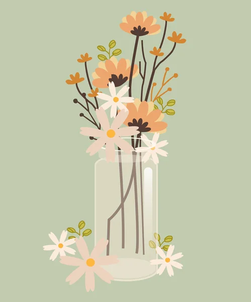 Vazo Çiçekler Sadece Vektör Illüstrasyon — Stok Vektör