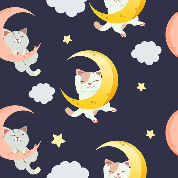 Симпатичная Кошка Сидящая Луне Просто Векторная Иллюстрация — стоковый вектор