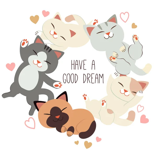 Cats Dreaming Simply Vector Illustration — Stock Vector