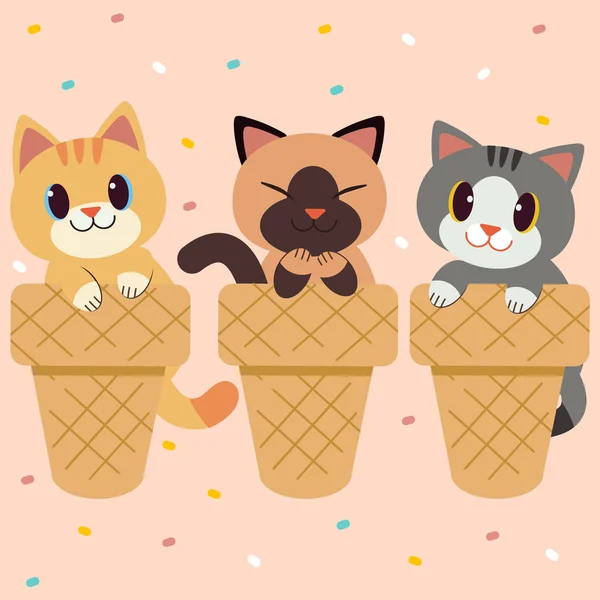 Gato Con Helado — Archivo Imágenes Vectoriales