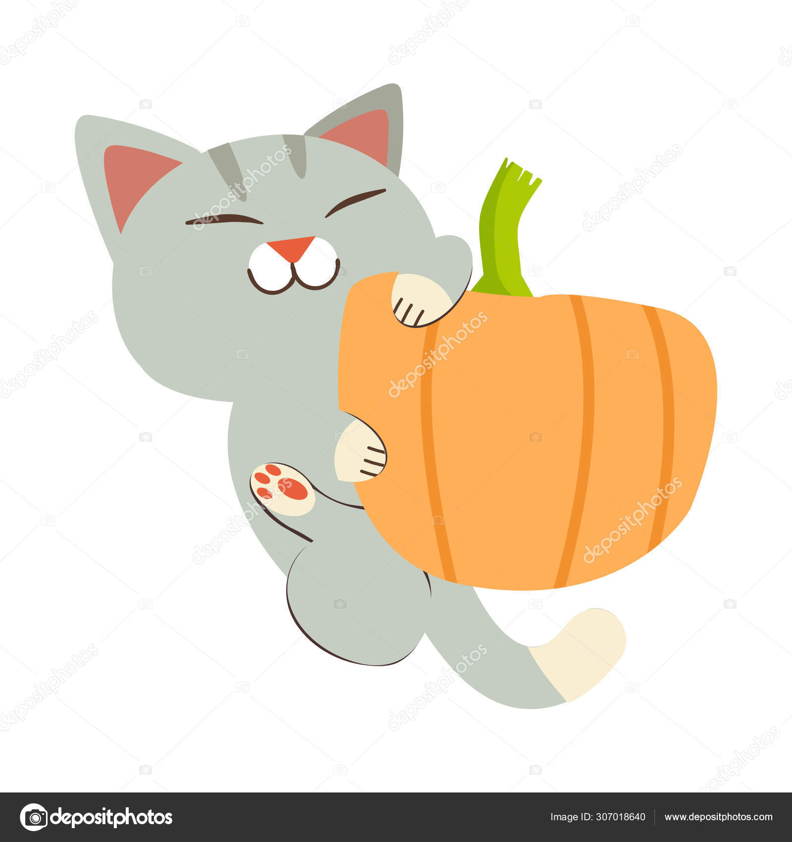 Image vectorielle Mignon Chat Avec Citrouille Dessin Animé Personnage Chat  Mignon Jouer par ©Guppictheduck - 307018640, image size:1600x1700