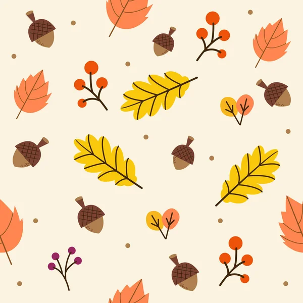 The seamless pattern of autumn or fall leaves in the yellow back — Stock Vector