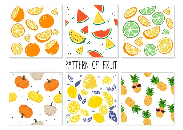 Схема фруктового набору. Колекція фруктів оранжева, червона — стоковий вектор