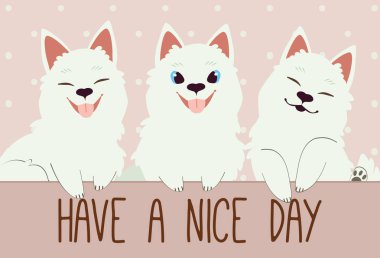 Semender bir köpek ve arkadaş karakteri. Sevimli Samoed. 