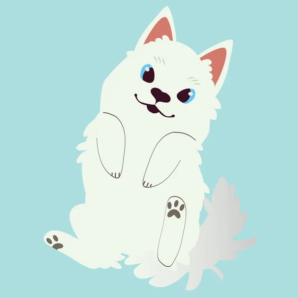 Le personnage de chien samoyed mignon dormant sur le fond bleu — Image vectorielle