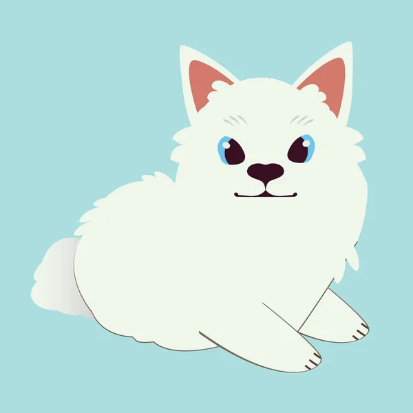 Le personnage de chien samoyed mignon assis sur le fond bleu — Image vectorielle