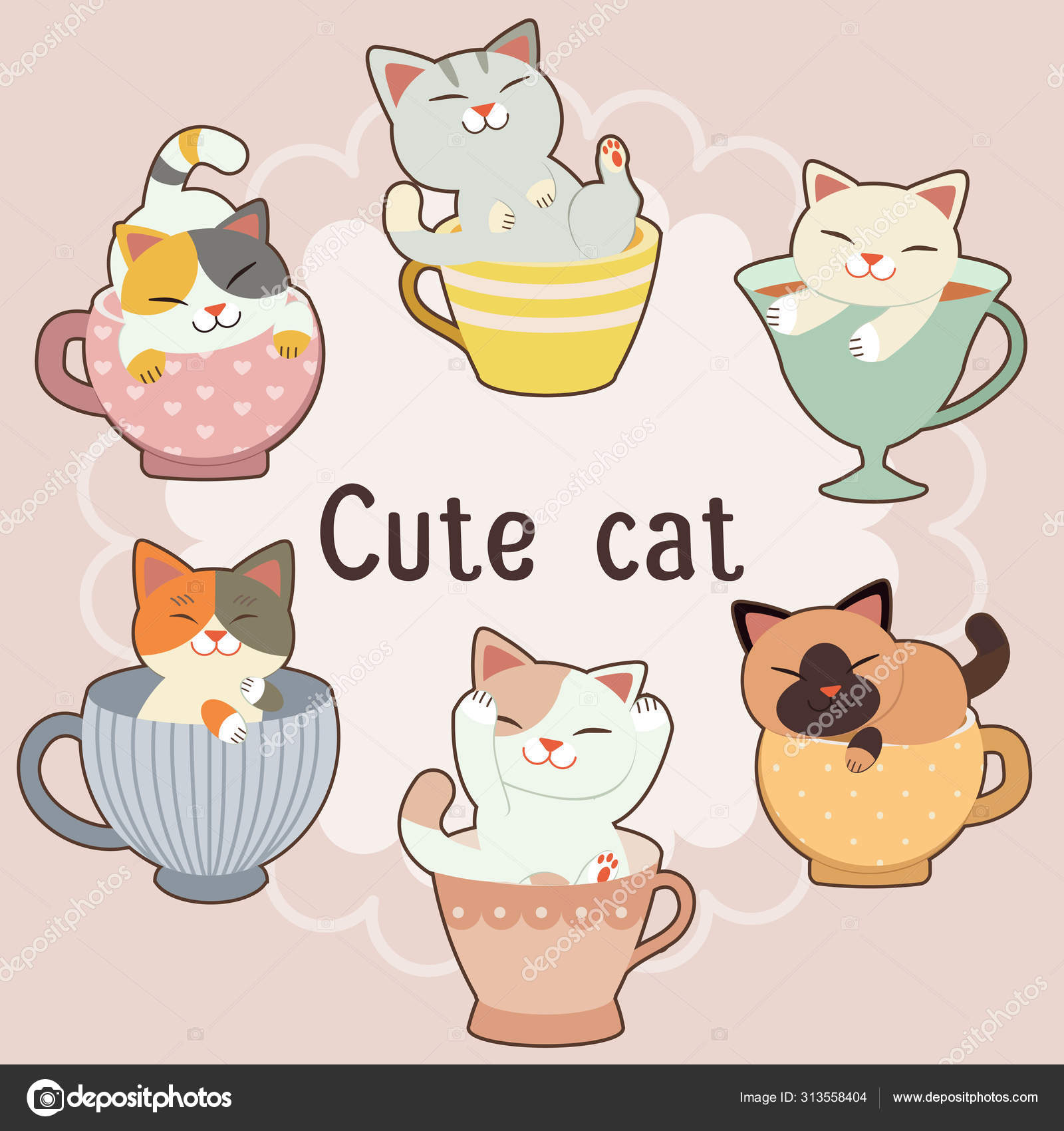 Cute Cat!, cute , cat , kitten , kitty , milk , cup - GIF animado