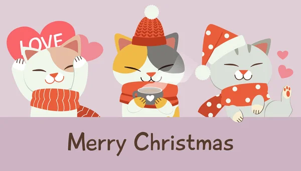 The character of cute cat in christmas theme. — ストックベクタ