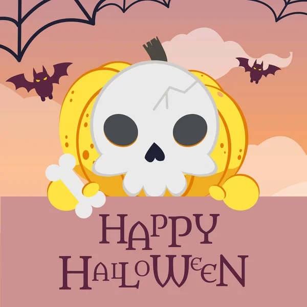 Karakter Tök Csontváz Jelmez Lapos Vektor Stílusban Illúzió Halloween Party — Stock Vector