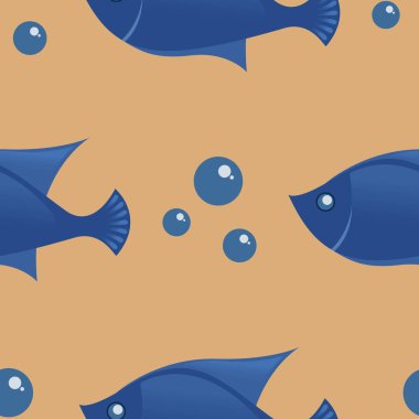 Balık ve kabarcıklar ile Sevimli sorunsuz desen