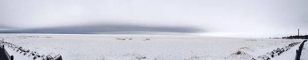 Vista Lago Ladoga Dia Nublado Inverno — Fotografia de Stock