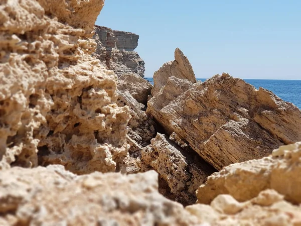 Alivio Costa Rocosa Del Mar Negro República Crimea Día Soleado — Foto de Stock