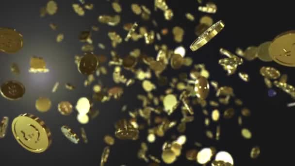 3Dゴールドユーロとドルコイン効果的な背景ストックビデオと現実的なスローモーションを飛んで — ストック動画