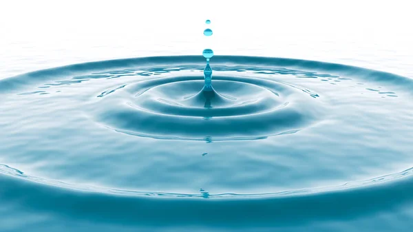 波状の水の効果で水滴が飛び散る現実的な3Dレンダリング — ストック写真