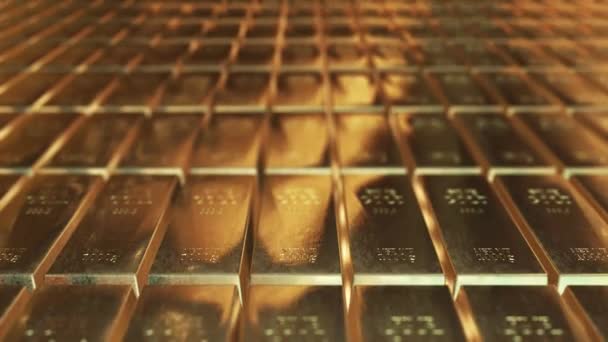 Gold Ingots Animáció Hatékony Világítás Elvont Háttér Finanszírozás Stock Videó — Stock videók