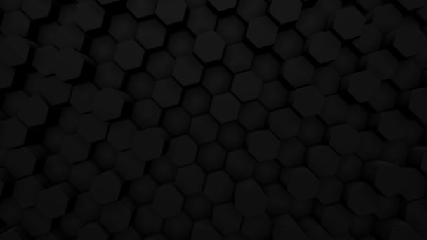 Abstract Soft Black Hexagon Surface Loop Random Waving Motion Background — Stock Video
