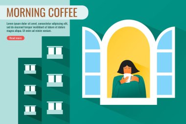 Sağlıklı Genç Kadın Sabahları Kahve İçer