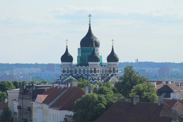 Cathedral Orthodox Alexander Nevsky. View of the dome with cross — Stock Photo, Image