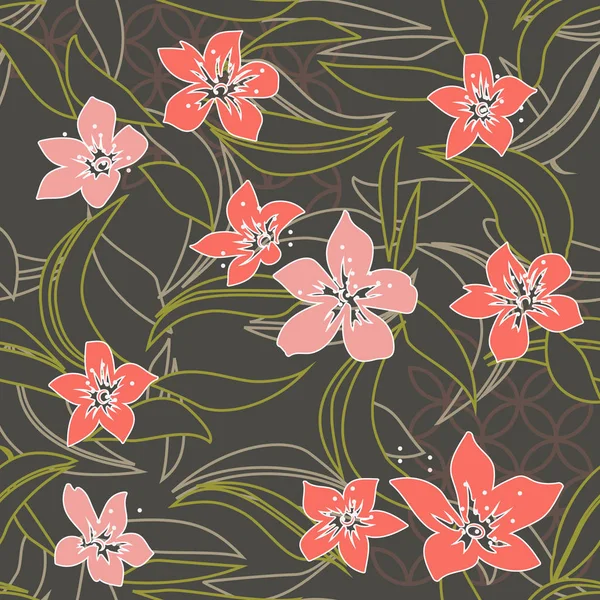 This is a fun abstract seamless pattern perfect for wallpaper, backgrounds, or any way you like it! Featuring flowers, leaves, and a jungle theme.
