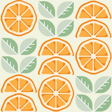 Turuncu, sarı, yeşil ve beyaz dilimlenmiş narenciye dikişsiz desen. Bu piknik ilham desen ambalaj, tekstil, arka planlar ve daha tadını çıkarabilirsiniz.