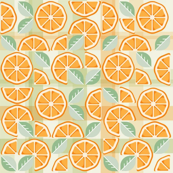 グリーンとオレンジのチェッカーシトラスシームレスパターン あなたは パッケージ および多く このピクニックに触発されたパターンを楽しむことができます — ストック写真
