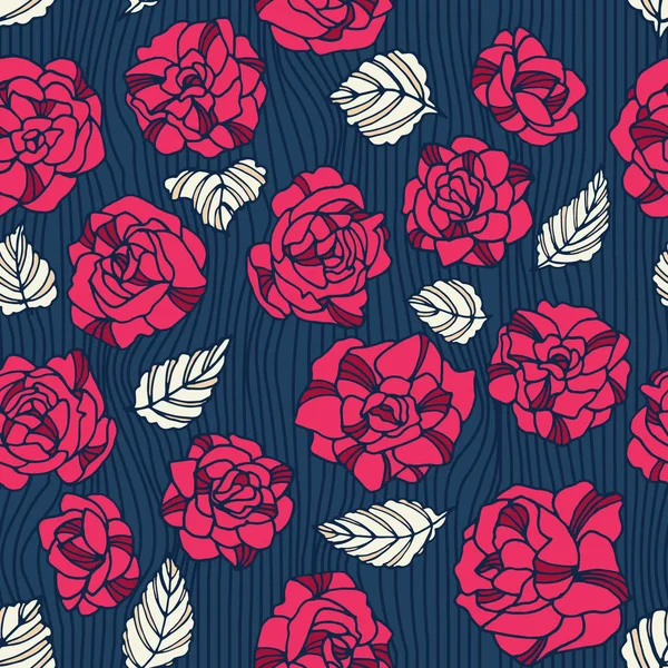 Floral rose seamless repeat pattern. You can enjoy this pink, navy, and white seamless pattern on packaging, wallpaper, backgrounds, or any way you like it!