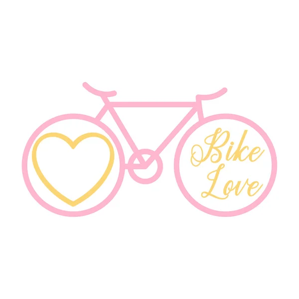 Romantische Rosa Und Gelbe Fahrradsilhouette Lieben Stil Farbige Vektorabbildung Eps10 — Stockvektor