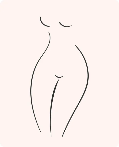 Belle Silhouette Femme Croquis Corps Contour Corps Taille Illustration Vectorielle — Image vectorielle