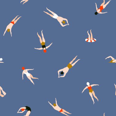 Mavi arka plan üzerinde yüzme kişi ile Seamless modeli