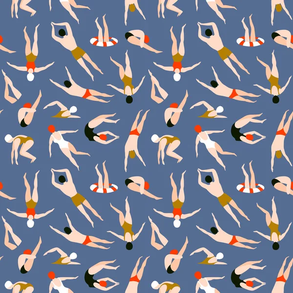 Mavi arka plan üzerinde yüzme kişi ile Seamless modeli