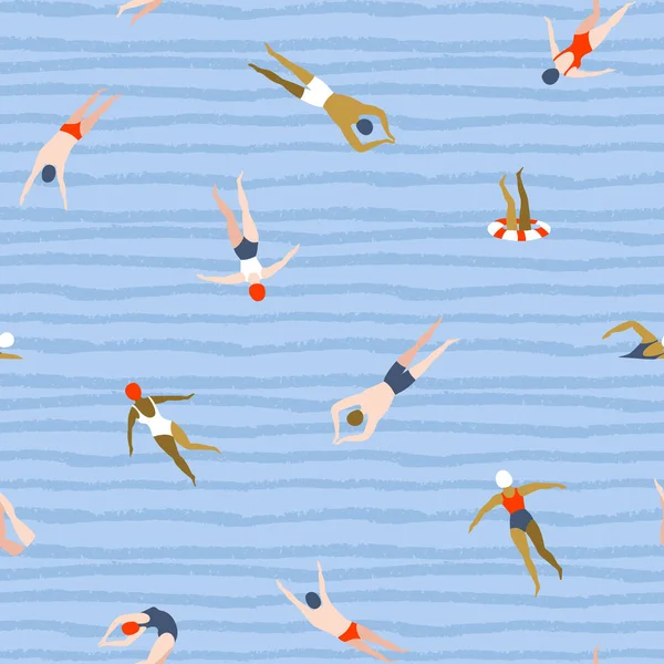 Mavi arka plan üzerinde yüzme kişi ile Seamless modeli