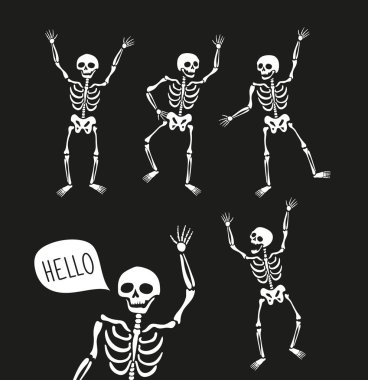 Ölü parti gününe davet afişi. DEA de los muertos kartı ile iskelet. Komik tatil arka plan.